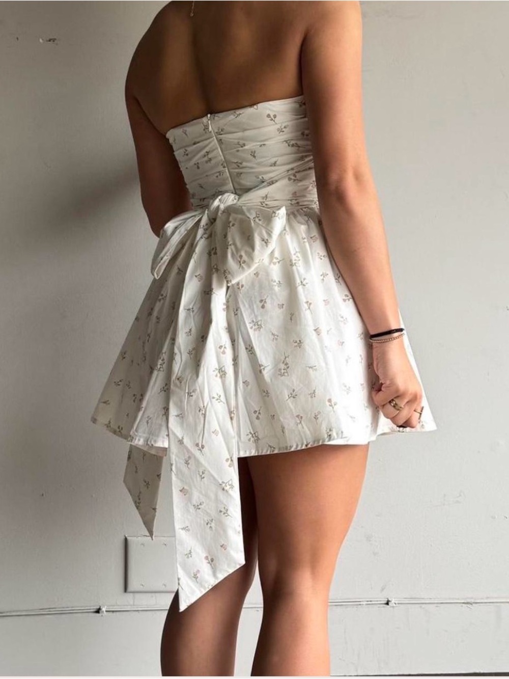 Baby Boo Ivory Strapless Floral Mini Dress - Picture 2 of 3